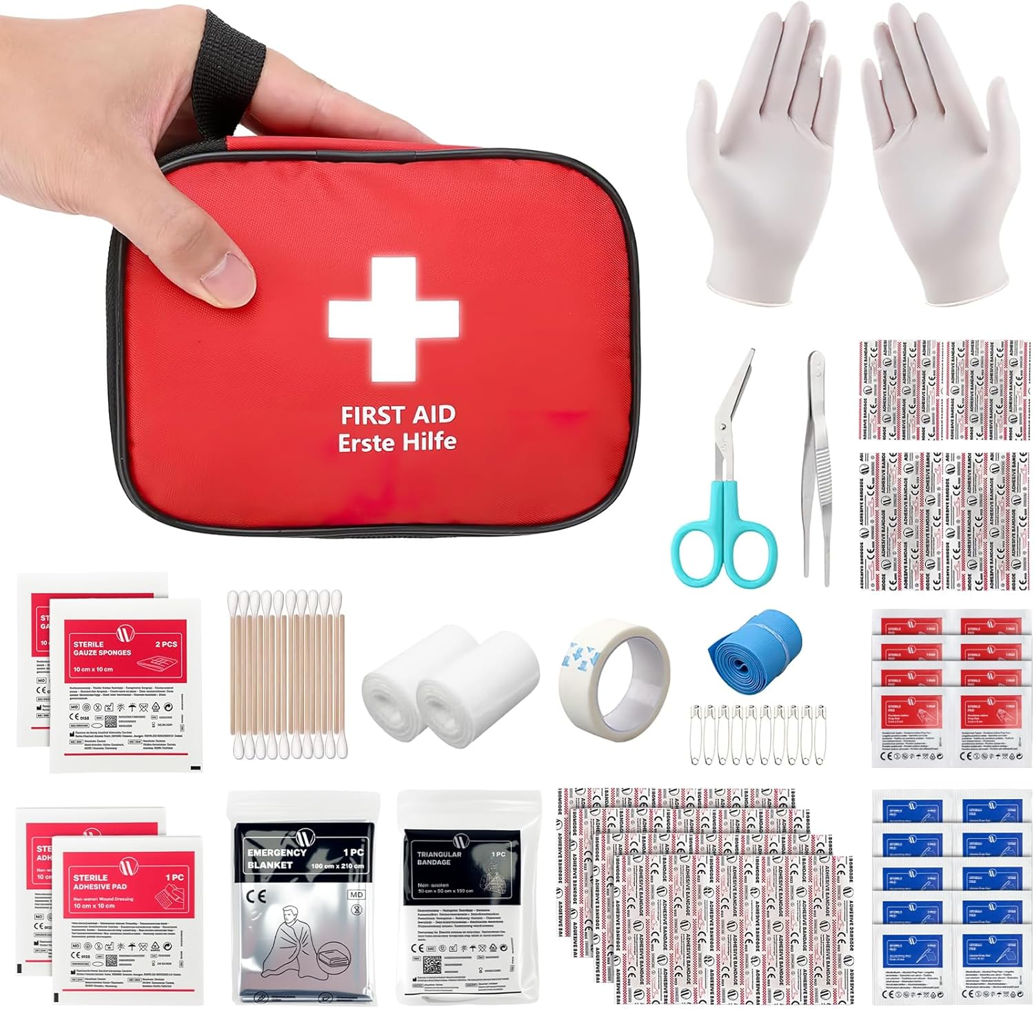 HONYAO Erste Hilfe Set 90-teilig Reiseapotheke Notfalltasche fuer Auto Camping