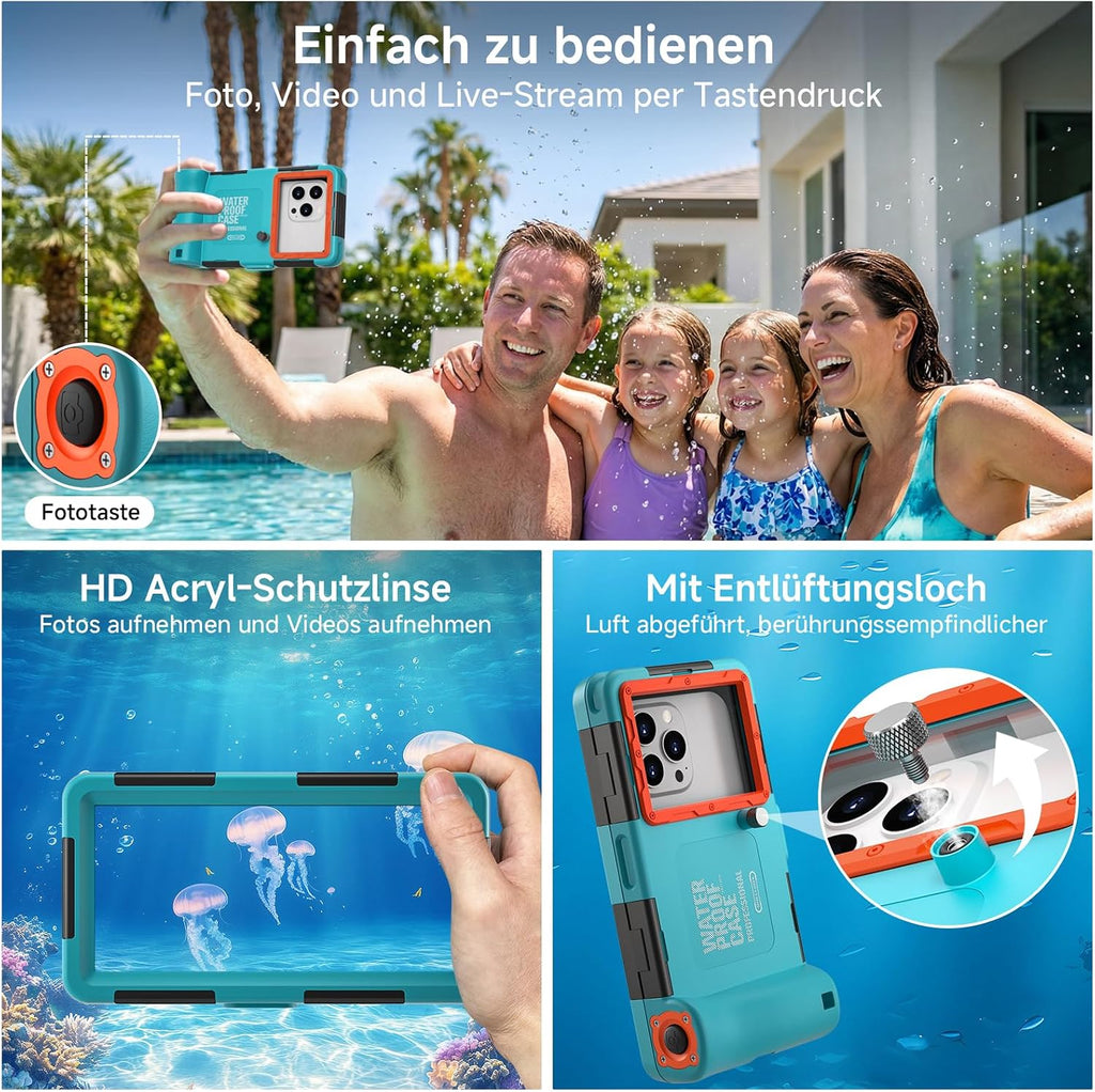 Unterwasser Handyhuelle IP68 15 m wasserdicht kompatibel mit iPhone 17/17 Pro/Pro