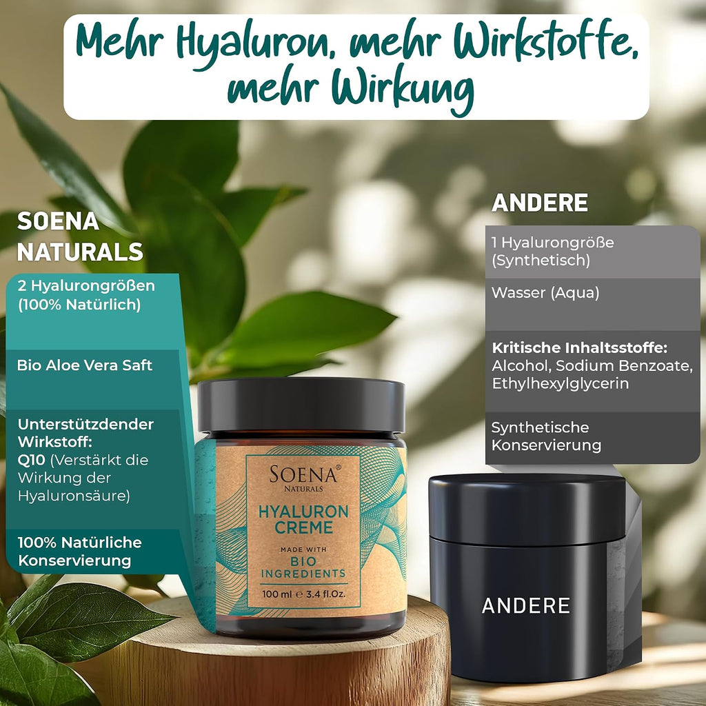 Hyaluron Q10 Creme 100 ml Tages- und Nachtcreme Anti-Falten Bio