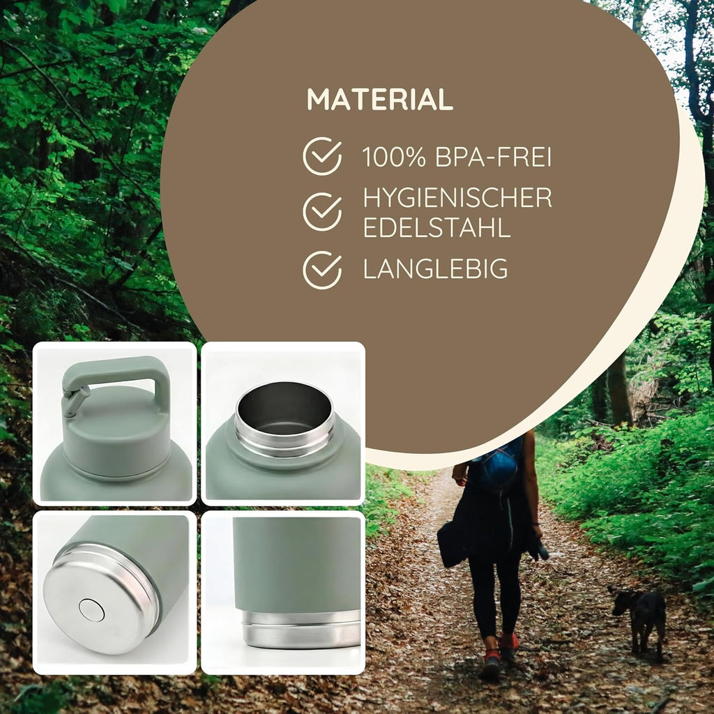 Reiseflasche 4-in-1 fuer Hunde Katzen Edelstahl isoliert auslaufsicher cr