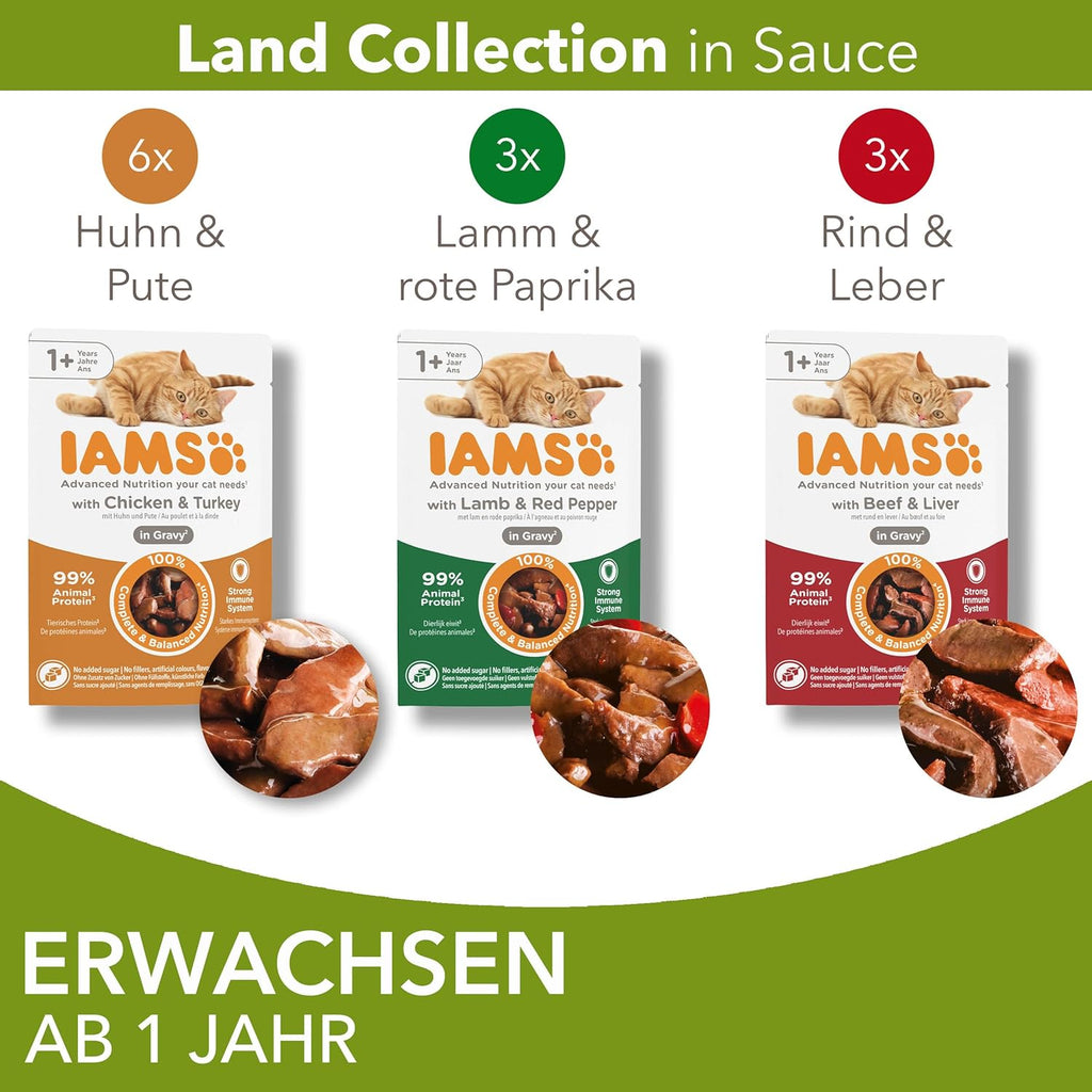 IAMS Delights Land Collection Katzenfutter Nass 12x85g Verschiedene Fleis