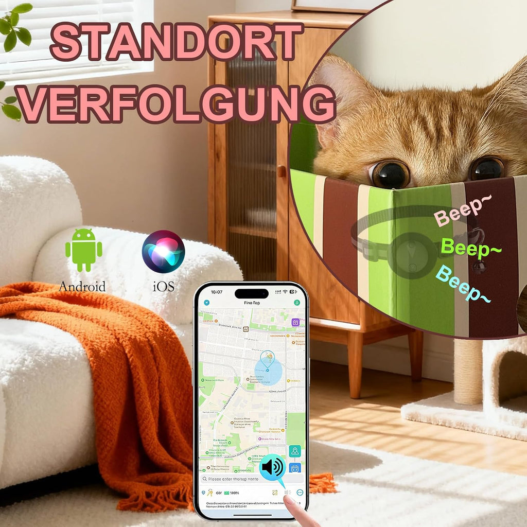 GPS Tracker fuer Katzen ohne Abo mit Echtzeitortung und Aktivitaetsverlauf