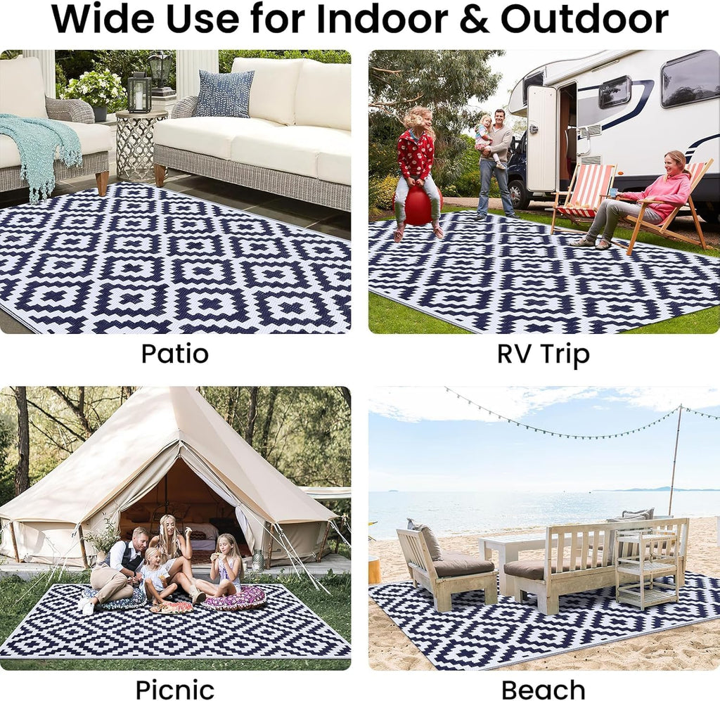 smiry Outdoor Teppich Balkon 120 x 180 cm wasserfest UV-bestaendig 180cm-360cm