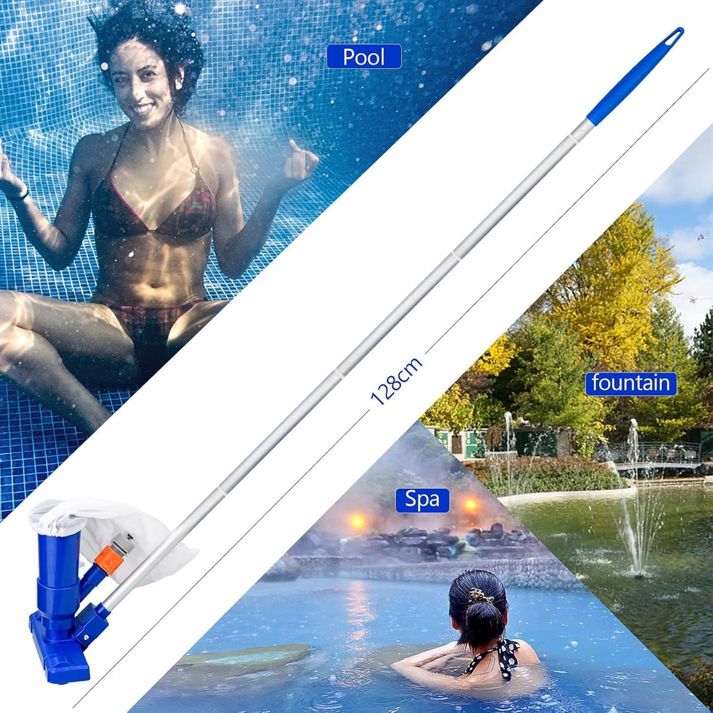 Bapao Pool-Bodensauger Set mit Teleskop-Aluminiumstange, Saugbuerste, Netzbeutel