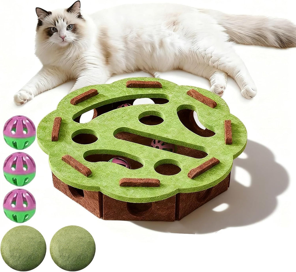 Intelligenzspielzeug für Katze Fummelbrett Labyrinth Kratzbox Filz