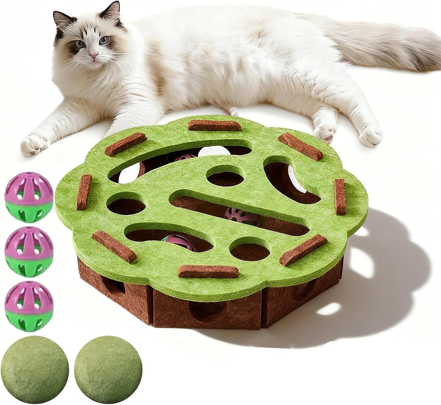 Intelligenzspielzeug für Katze Fummelbrett Labyrinth Kratzbox Filz