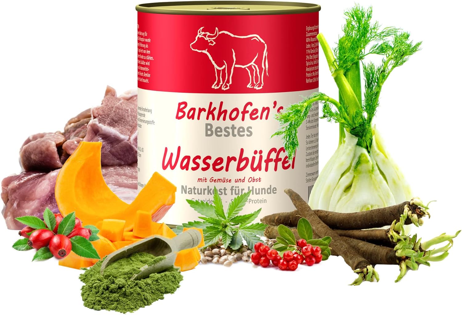 Barkhofen Nassfutter Hund 6 x 800g Wasserbueffel getreidefrei in Dosen