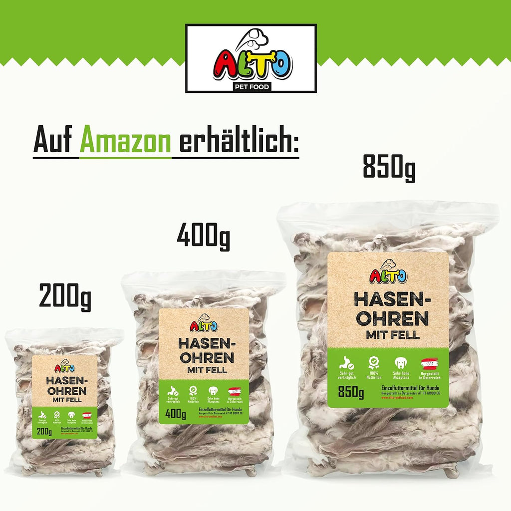 ALTO Hasenohren mit Fell ganze Kaninchenohren Hundesnack Österreich