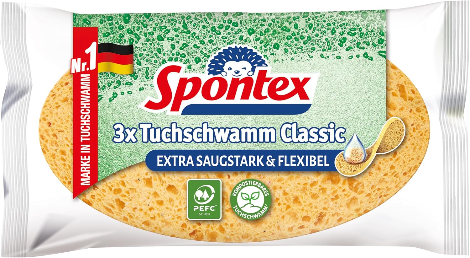 Spontex Colormix Tuchschwamm saugstark Reinigungstuch 3 Stueck