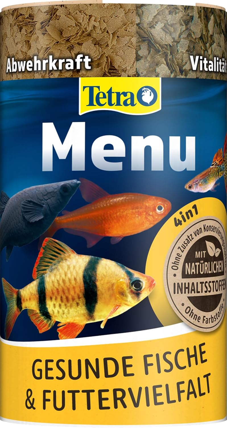 Tetra Min Menu Fischfutter mit 4 Spezialflocken fuer Zierfische
