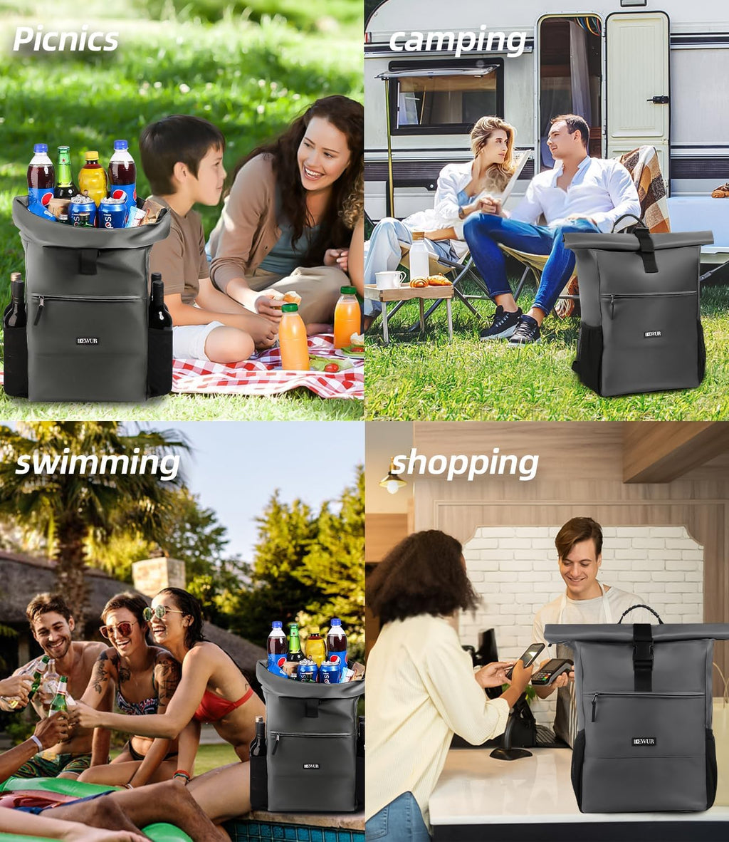 DEWUR Thermo Kuehlrucksack wasserdicht mit Flaschenoeffner fuer Picknick