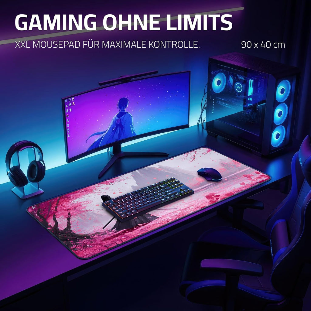 Gaming Mauspad XXL 900x400 mm Anime wasserabweisend vernaehte Kanten
