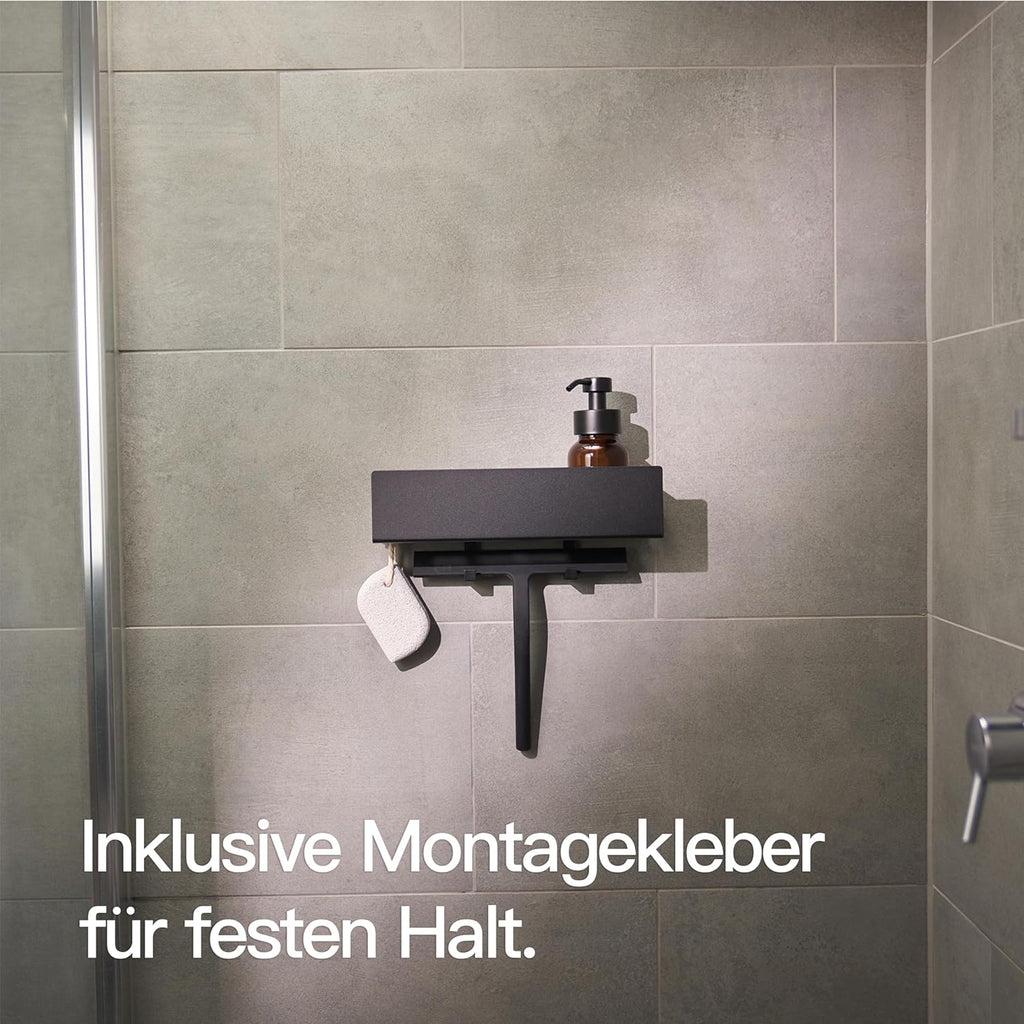 Duschablage selbstklebend 30cm-42cm Badregal ohne Bohren schwarz 42 cm