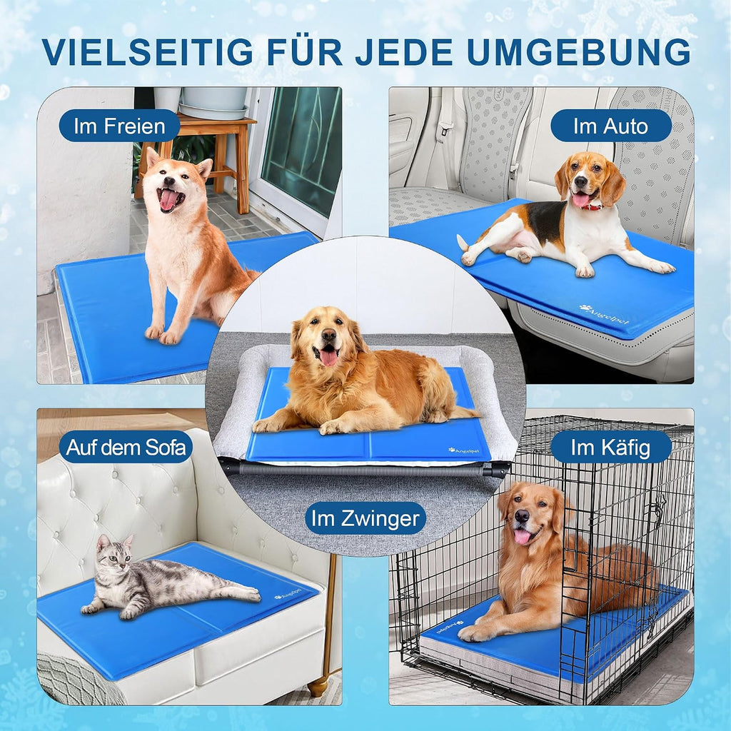 Angelpet Kuehlmatte XL 120x80 cm Grau selbstkuehlende Gelmatte fuer Hunde Katzen