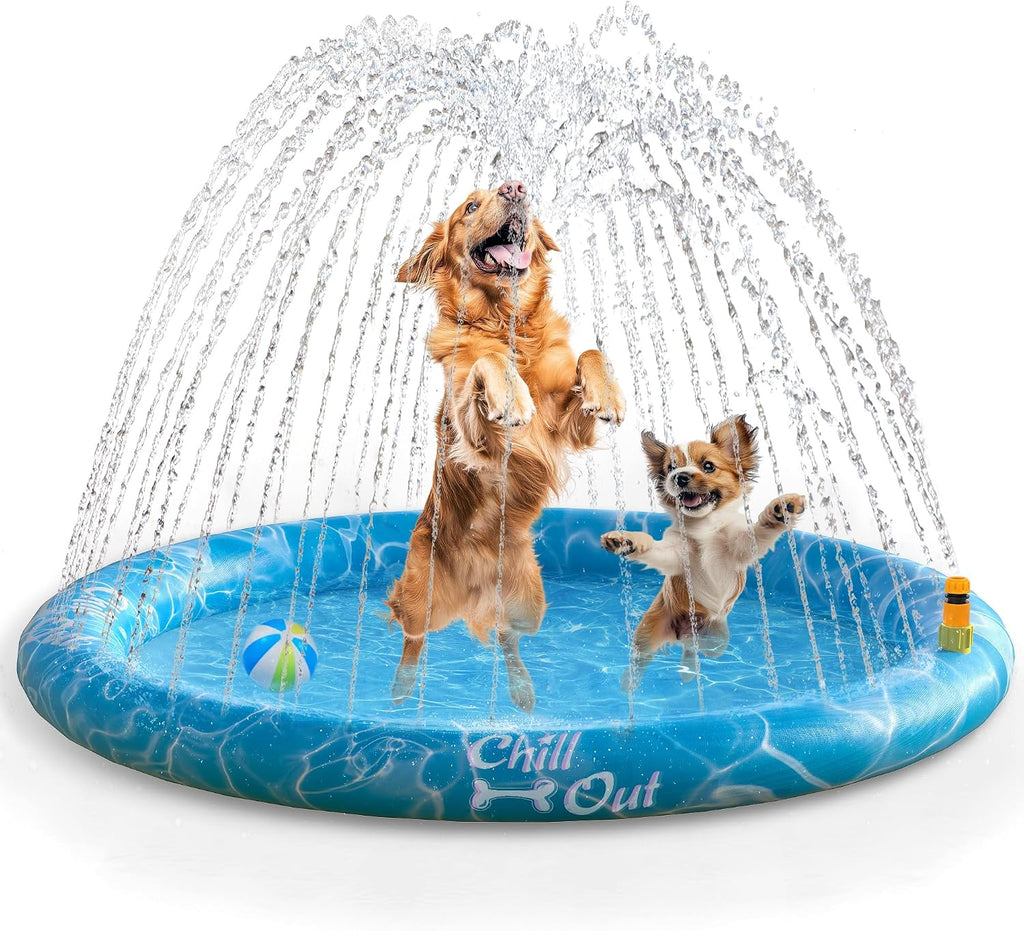 All for Paws Hundespielmatte mit Sprinkler 130cm-150cm Kuehlende Wassermatte