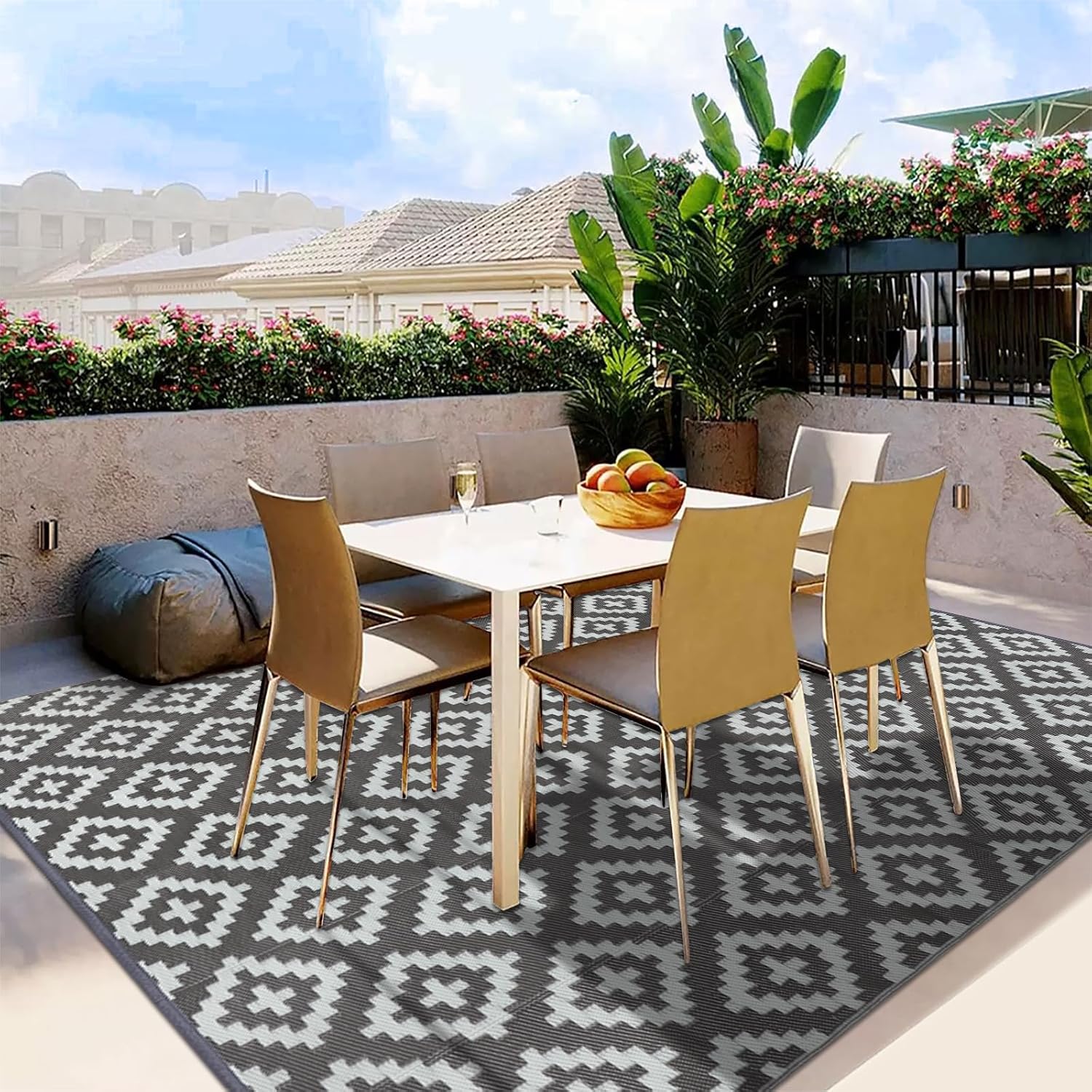 Homcomodar Outdoor Teppich 180x270 cm wetterfest reversibel UV-bestaendig