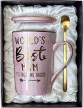 Tasse rosa Marmor mit Deckel Loeffel Geschenkbox Muttertag