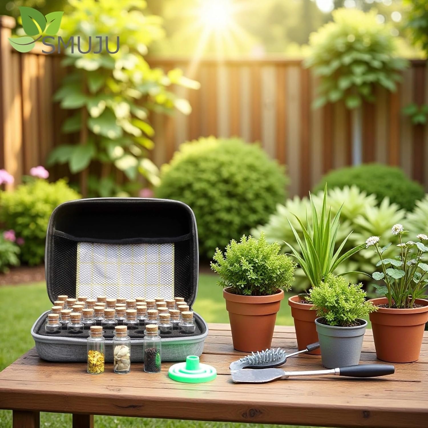 Saatgut Aufbewahrungsbox 40 Faecher mit Etiketten und Trichter, Seed Organizer