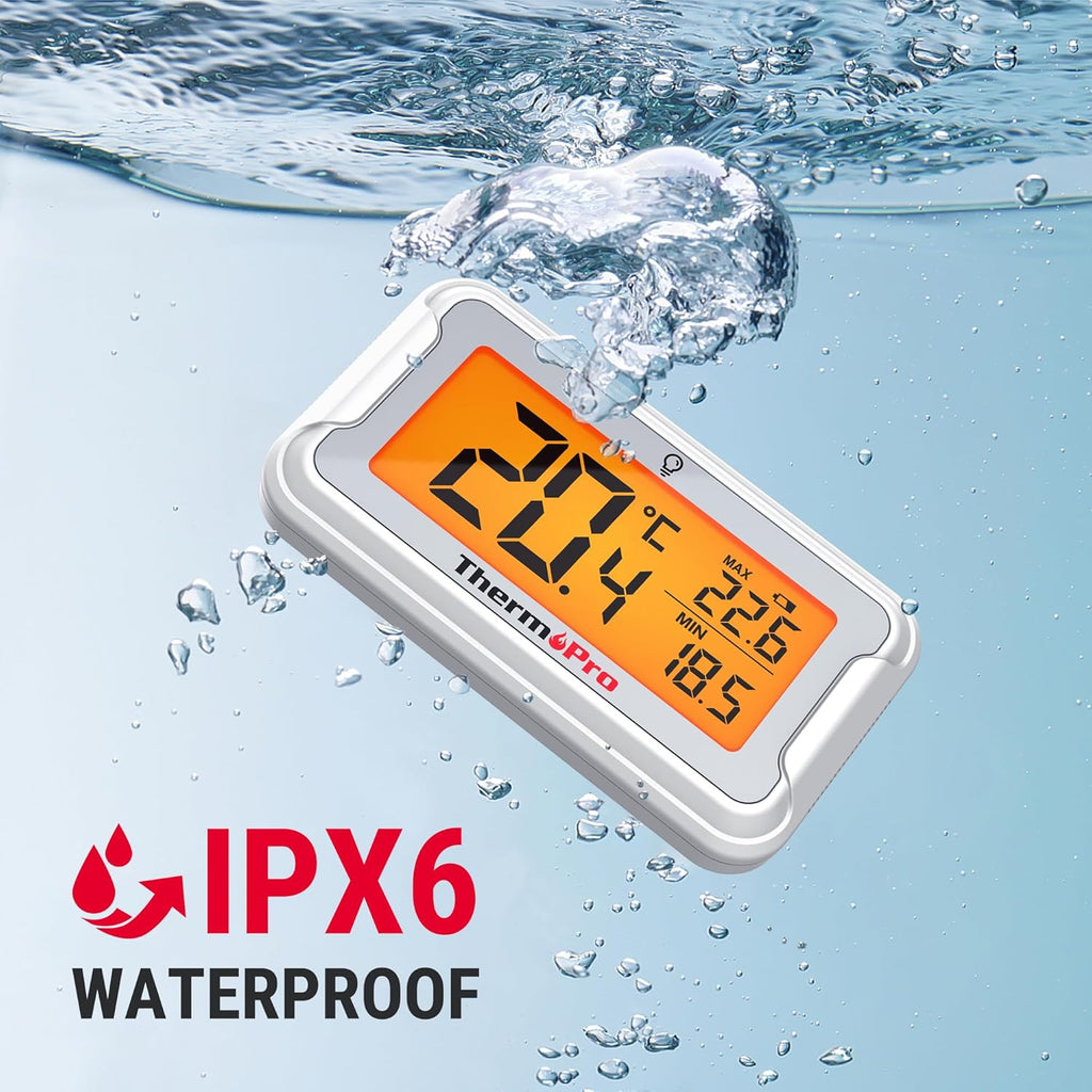 ThermoPro digitales Kuehlschrankthermometer LCD mit Hintergrundbeleuchtung, Max/M