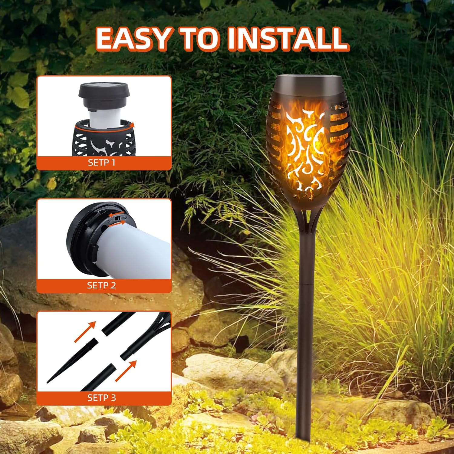 CNMTCCO Solar Gartenleuchten 6er Set mit Flammeneffekt IP65 Wasserdicht