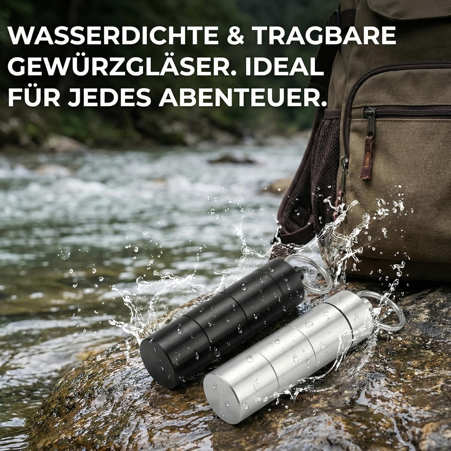 2er Set Gewuerzstreuer Aluminium 3-in-1 wasserdicht - Mini Gewuerzglaeser