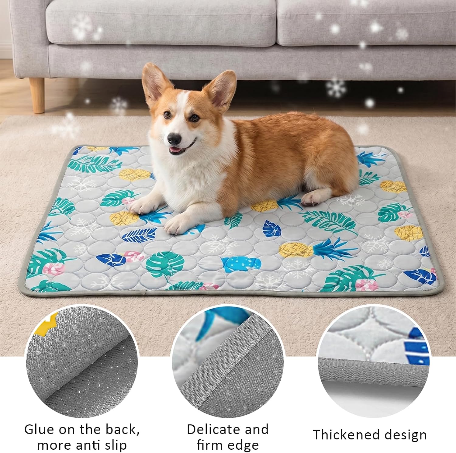 Kuehlmatte Hund 100x70 cm selbstkuehlend fuer Hunde Katzen Indoor Outdoor Auto Blau