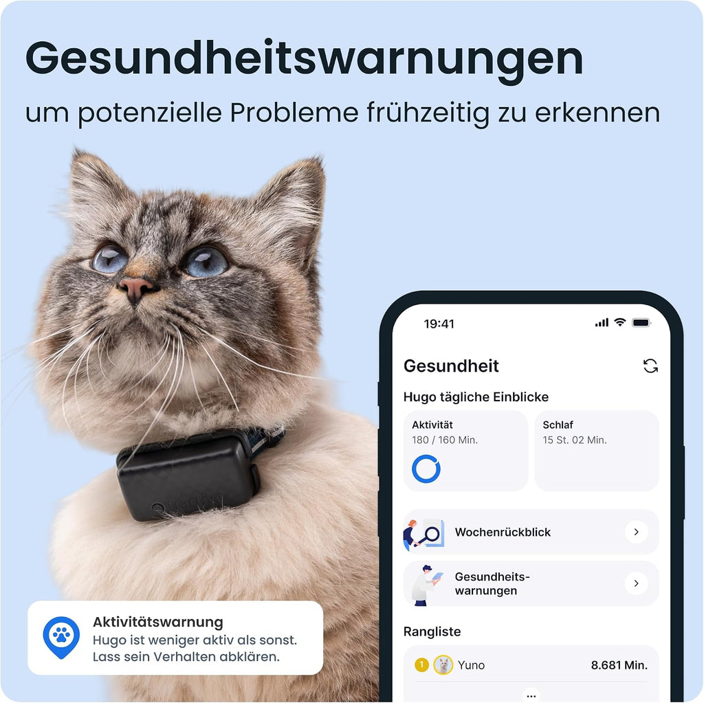 Tractive CAT Mini GPS Tracker Katzen Halsband Braun mit Live-Ortung