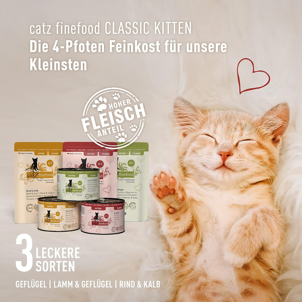 catz finefood Kitten Nassfutter 6x200g Multipack ohne Getreide Zucker