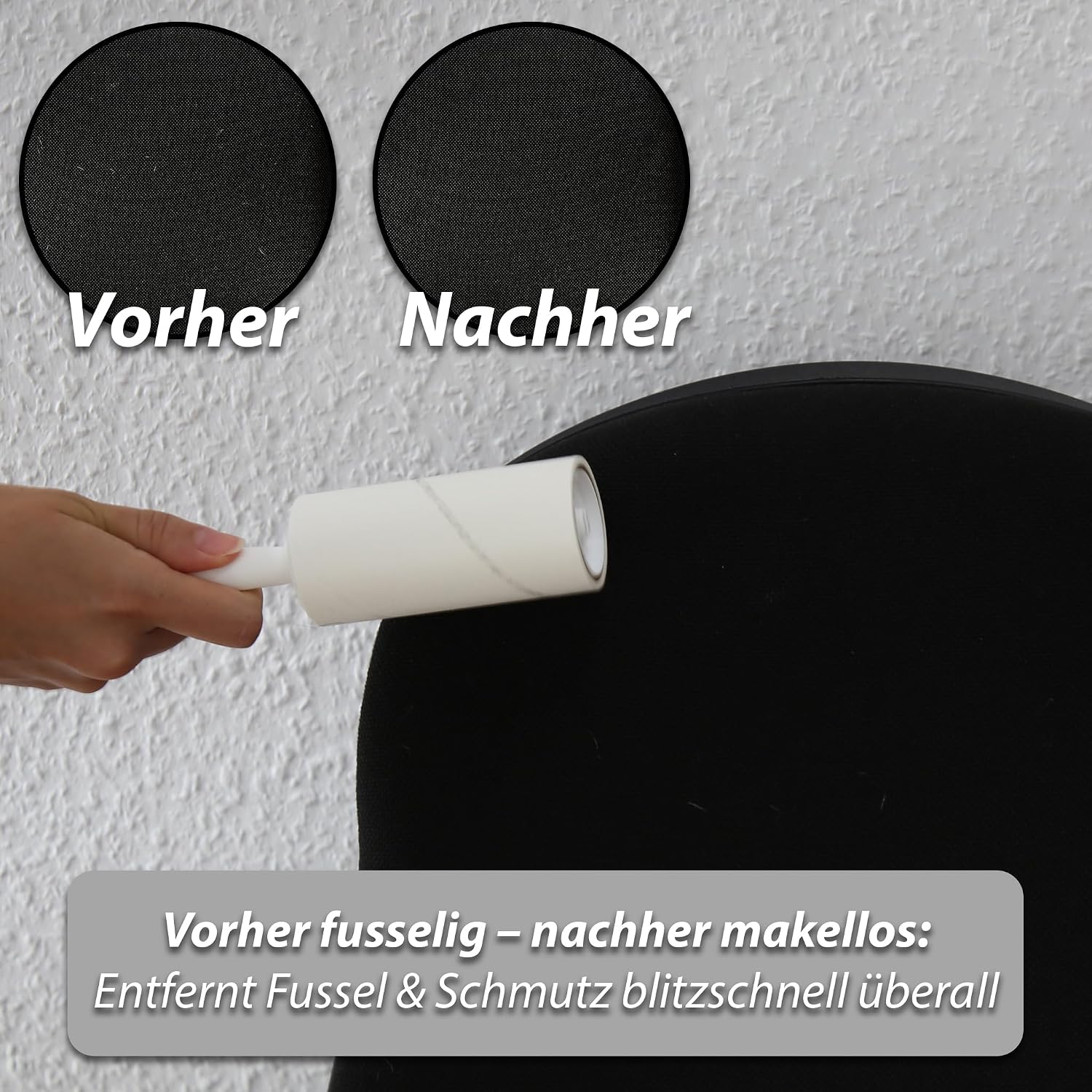 VonBueren Fusselrolle Set mit 10 Rollen, 600 Blatt, 2 Abrollern und 2 Huellen