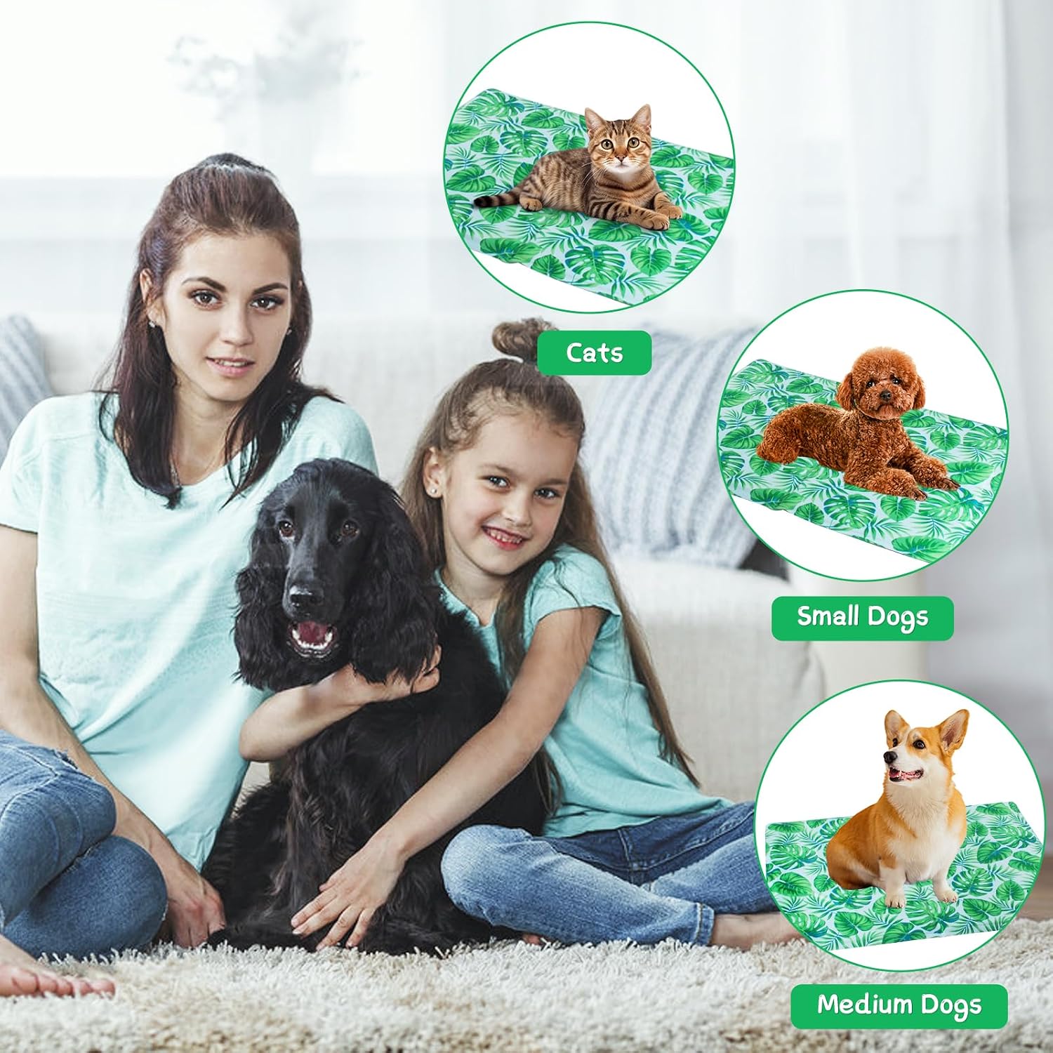 Qoosea Kuehlmatte fuer Hunde und Katzen 50x65 cm Selbstkuehlendes Gel 4cm-65cm