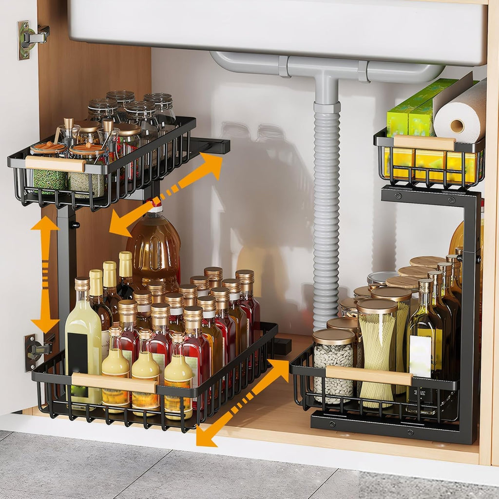 Unter Waschbecken Organizer 2 Etagen Ablage Regal fuer Kuechenschrank
