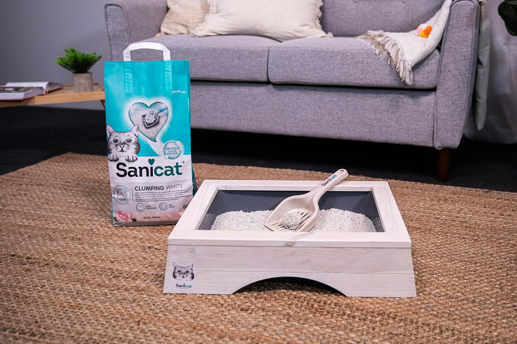 Sanicat Weisse Klumpstreu 8L mit Rosenduft geruchsbindend