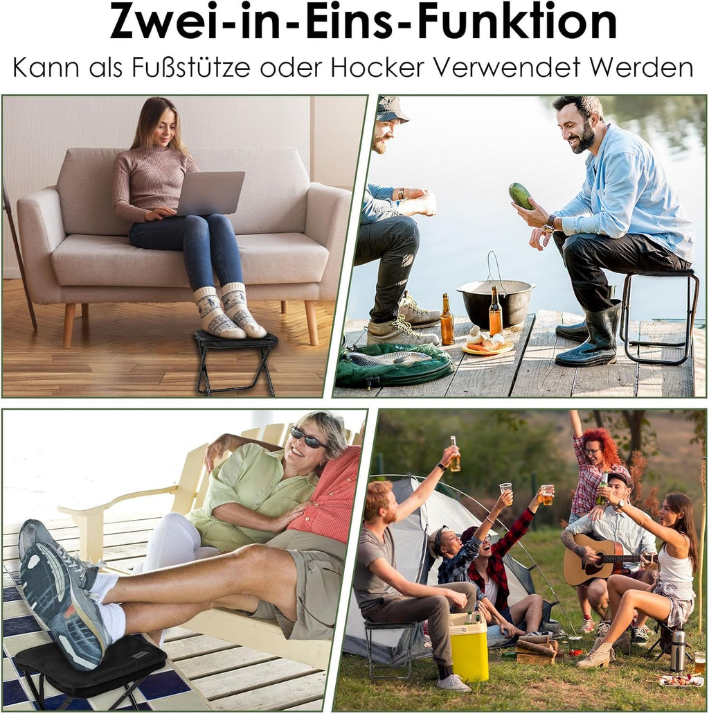 MOONCY Klapphocker faltbar 33×26,5×32 cm - leichter Camping‑ und Angelhocker bis