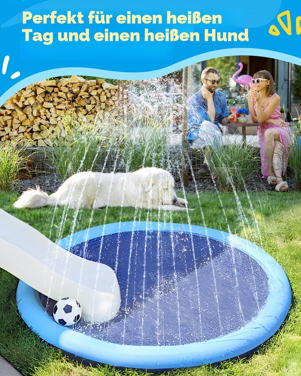 Peteast faltbarer Hundepool 51inch-87inch rutschfest 0,58 mm