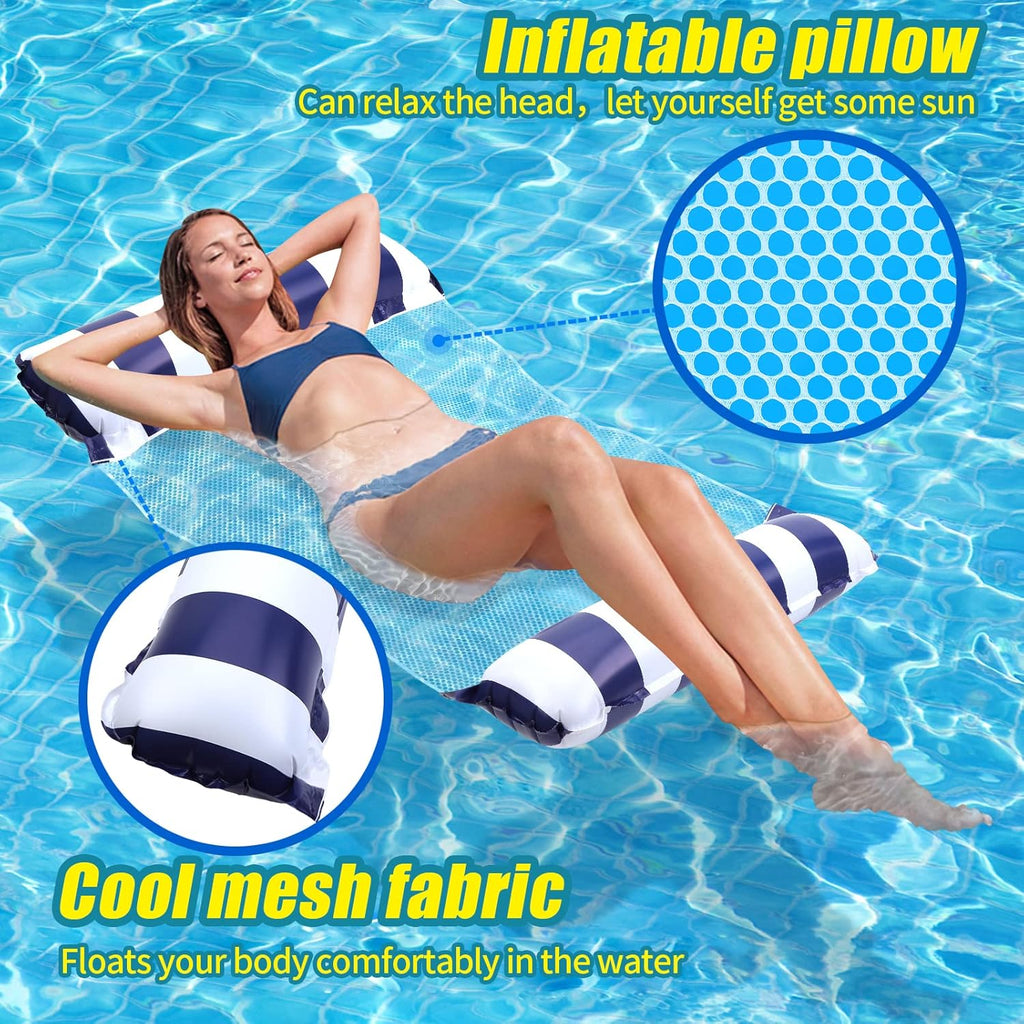 Aufblasbare Wasserhaengematte 4-in-1, 2 Stueck Luftmatratze fuer Pool Strand