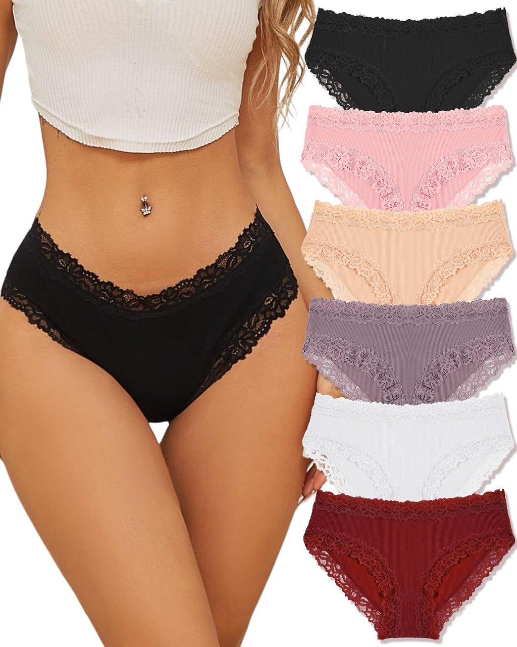 Damen Slip Brazilian atmungsaktiv Baumwolle 6er Pack S-XL