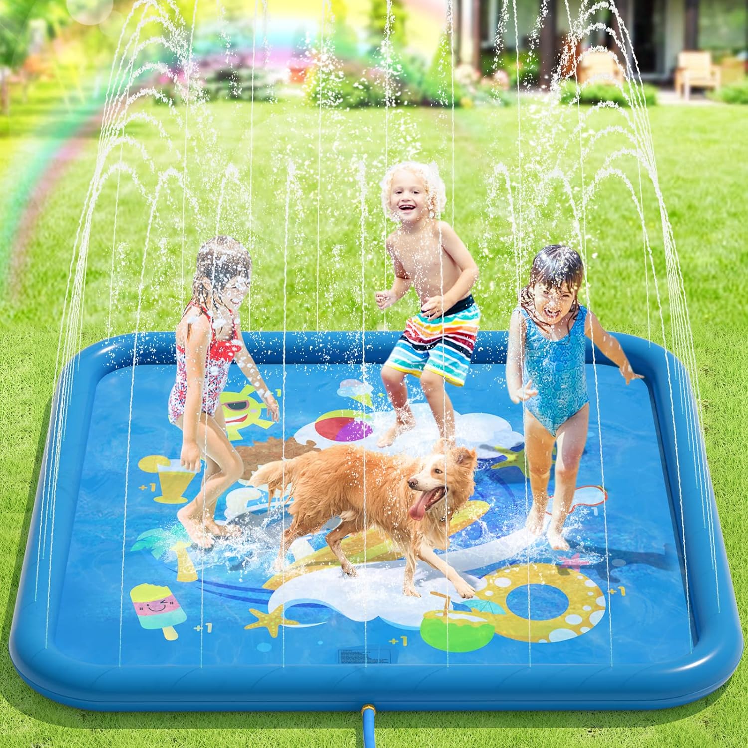 Peradix Sprinkler Wasser-Spielmatte 170 cm Anti-Rutsch Garten Kinder