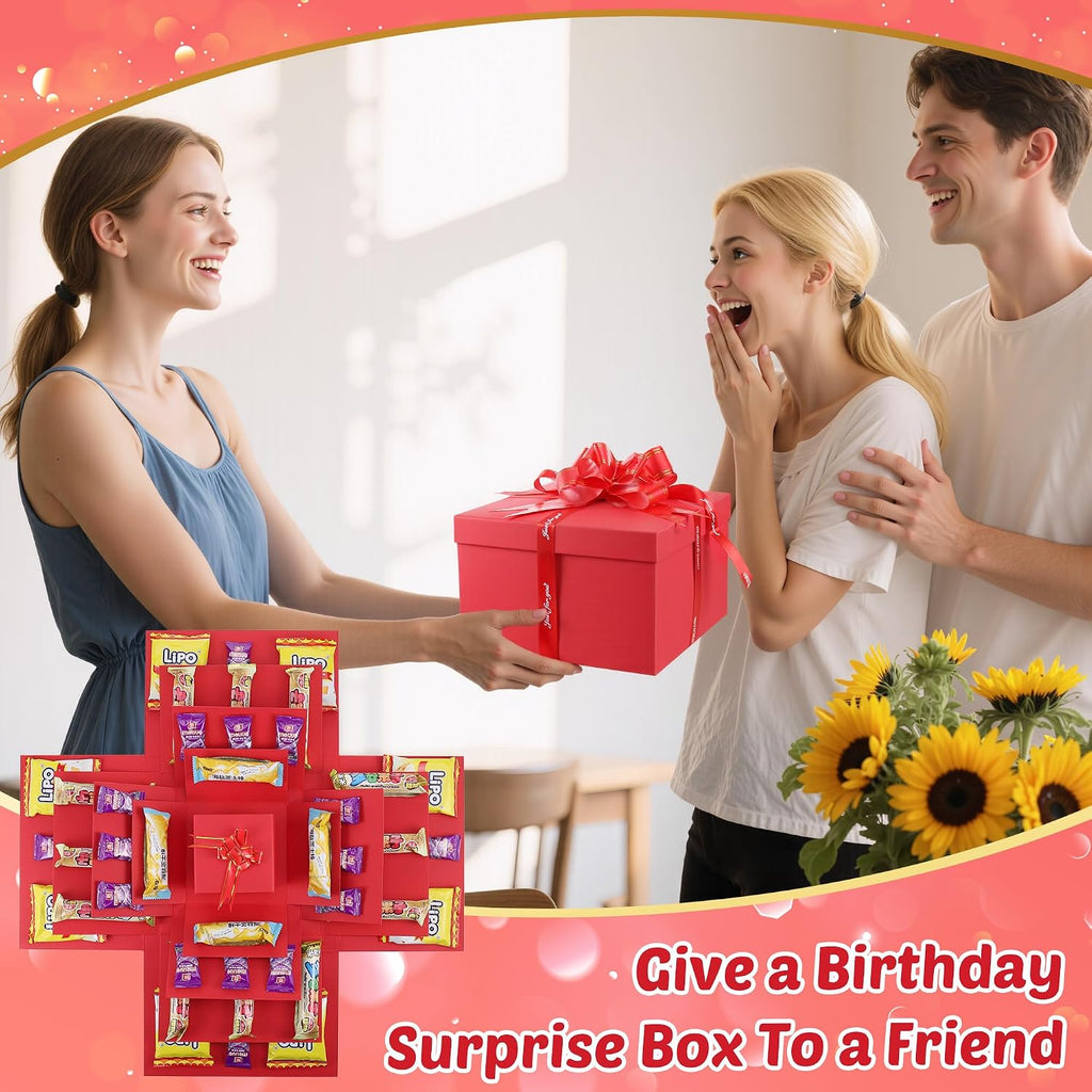 JIANTA Explosionsbox Geschenkbox 5-lagig zum Geburtstag Schwarz DIY Ueberraschung