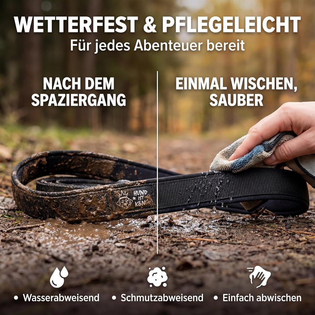 HUND IST KÖNIG Schleppleine 5m-20m mit Griffpolster und Sicherheitskarabiner
