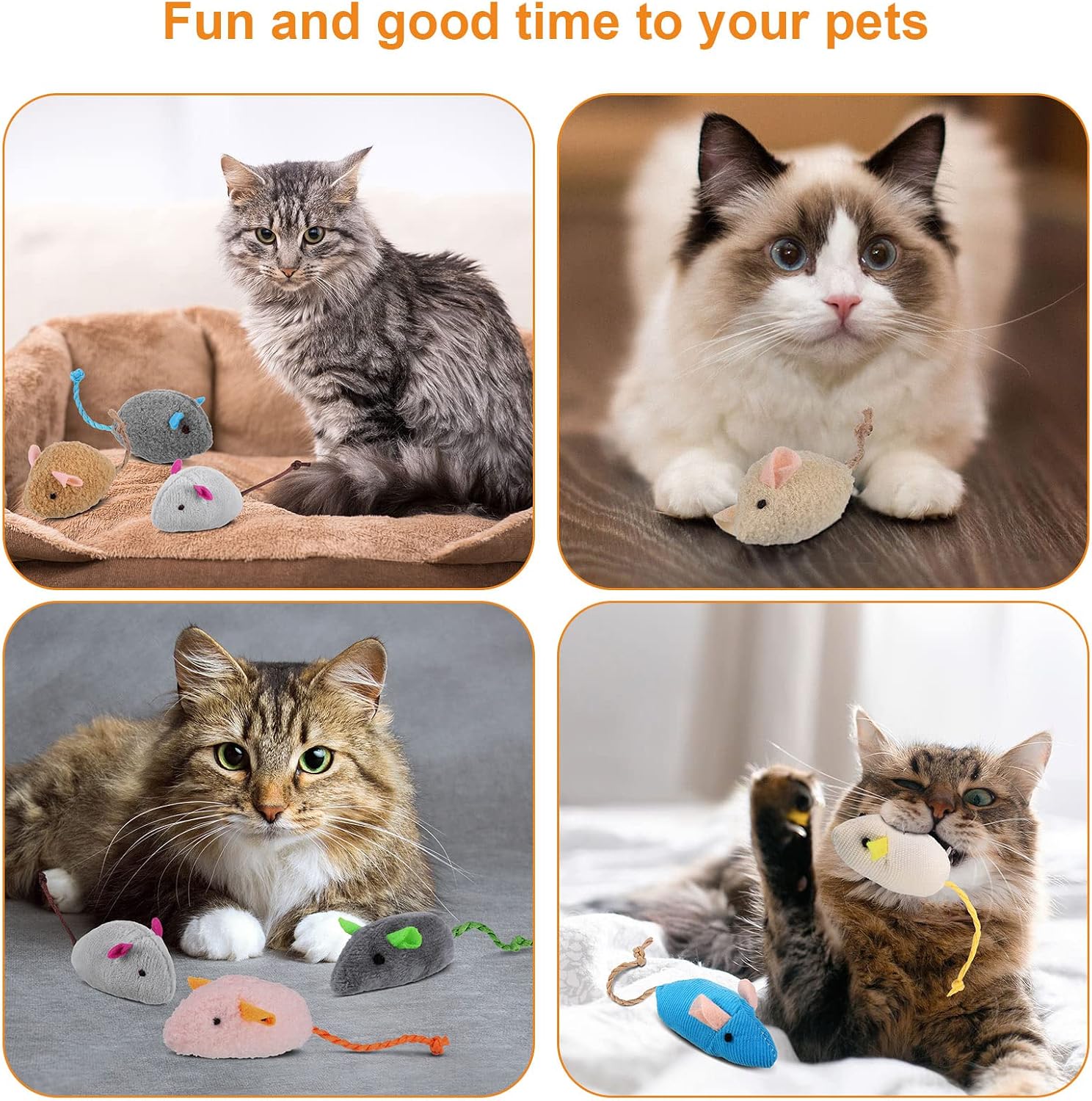 9er Set Katzenminze Plüsch Mäuse Spielzeug für Katzen Kitten