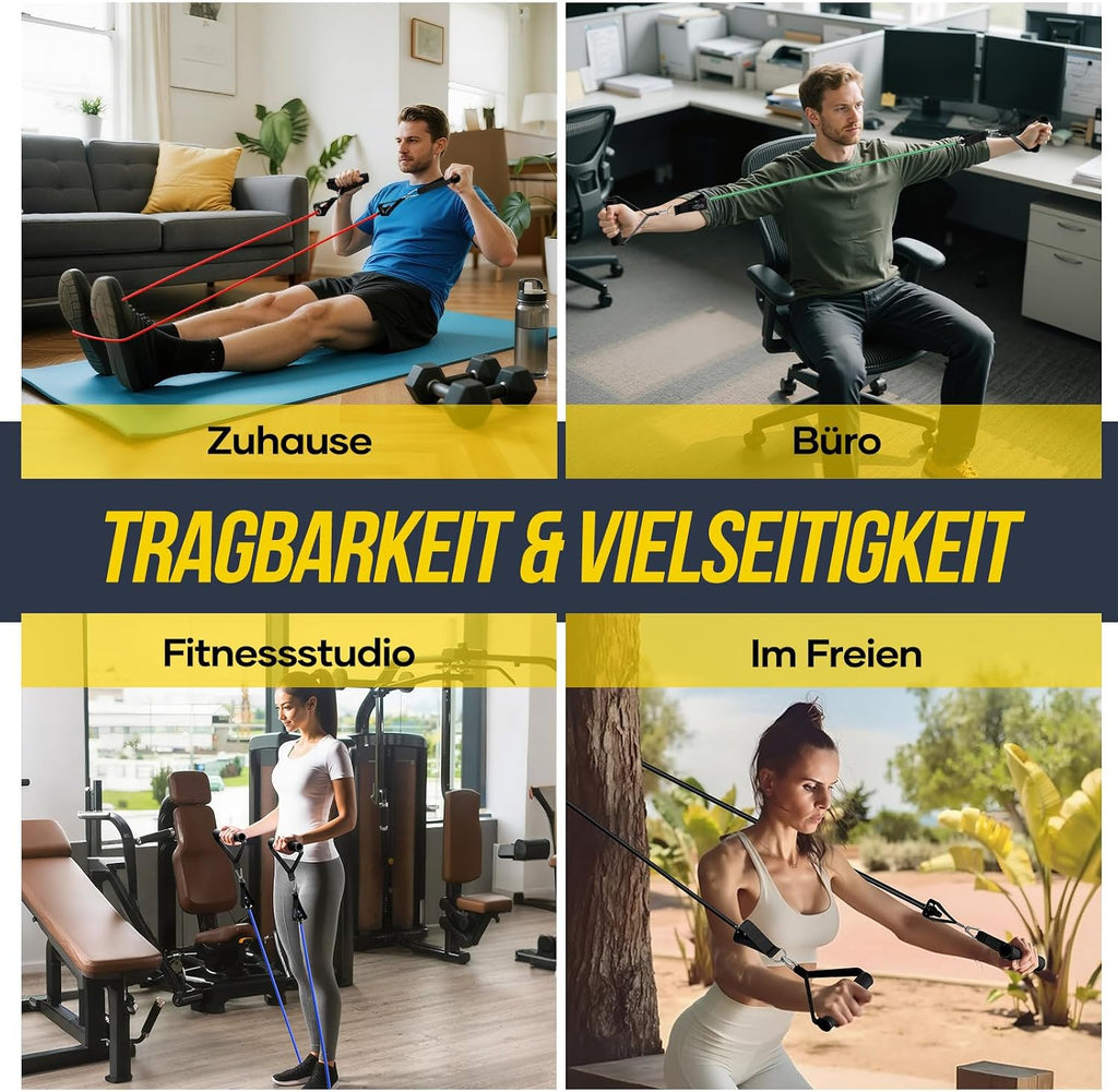 Fokky Resistance Bands Set 5 Baender mit Tueranker, Griffen und Knoechelriemen