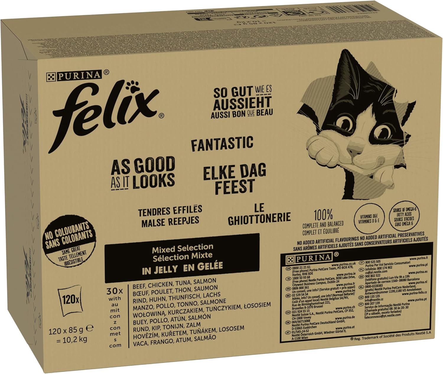 Felix So gut wie es aussieht Doppelt Lecker Katzenfutter nass in Gelee, Sorten-M