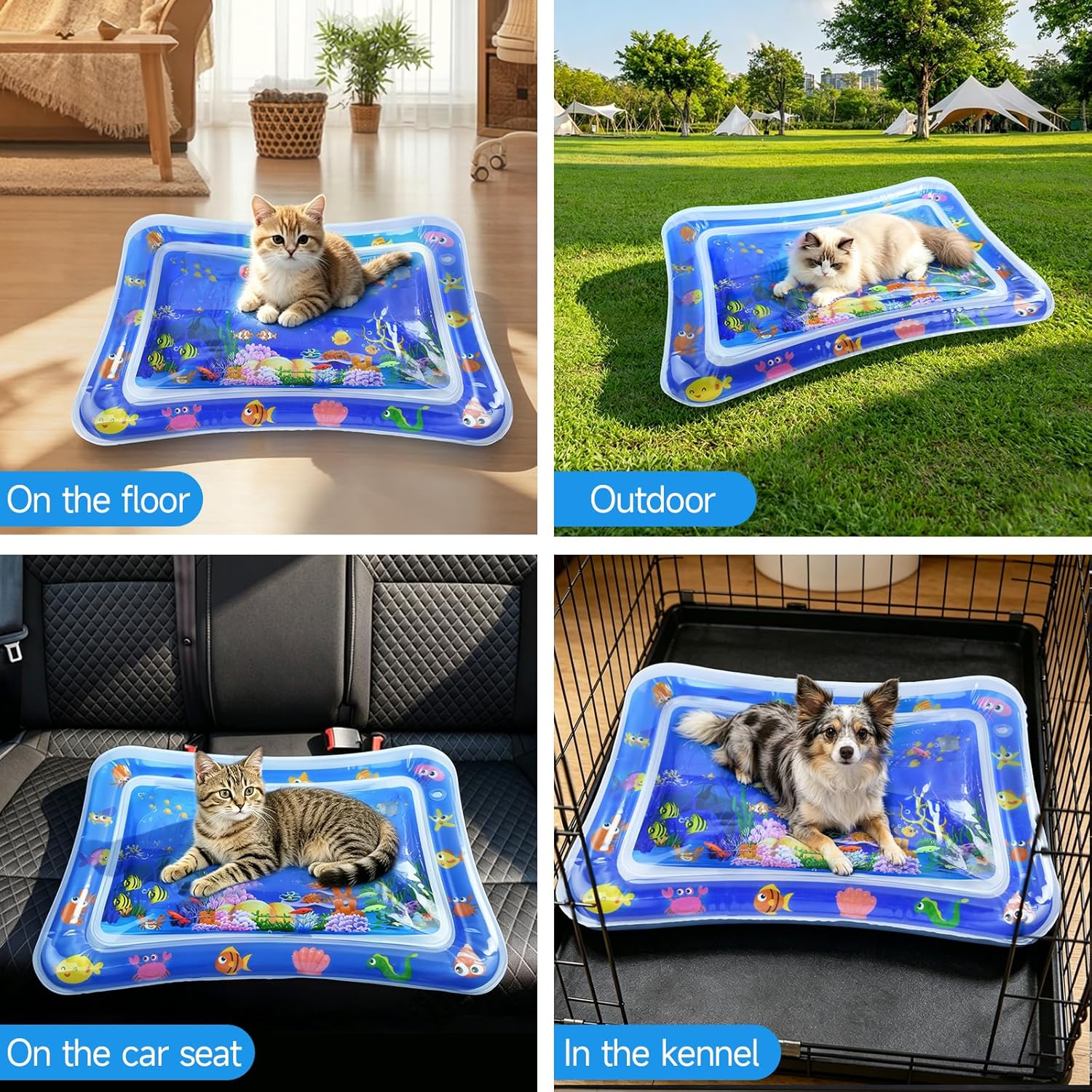 LED Wasserspielmatte fuer Katzen Sensor Spielmatte verdickt Indoor Outdoor