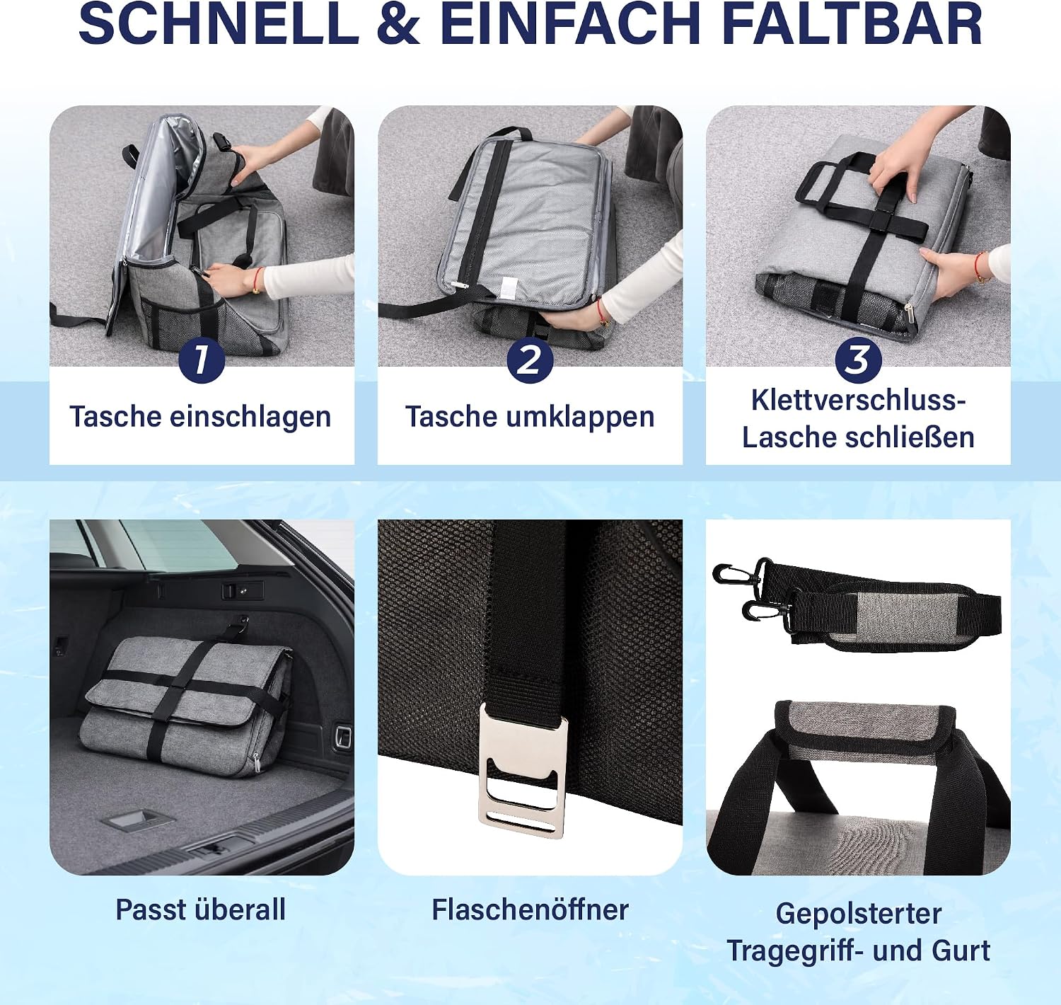 Veddelholzer XXL Kuehltasche 33 L Isolierte faltbare Thermotasche mit Schultergur