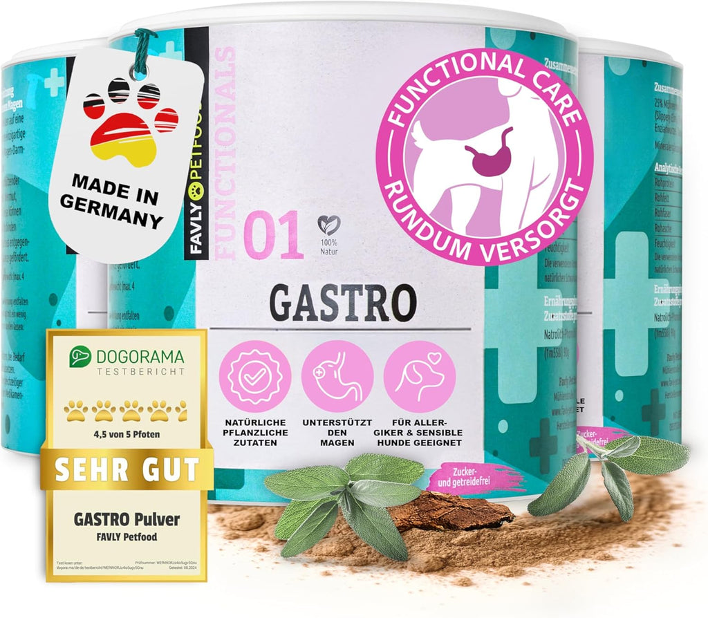 FAVLY Pulver Magen-Darm fuer Hunde - getreidefreies Ergaenzungsfutter, Rotulm