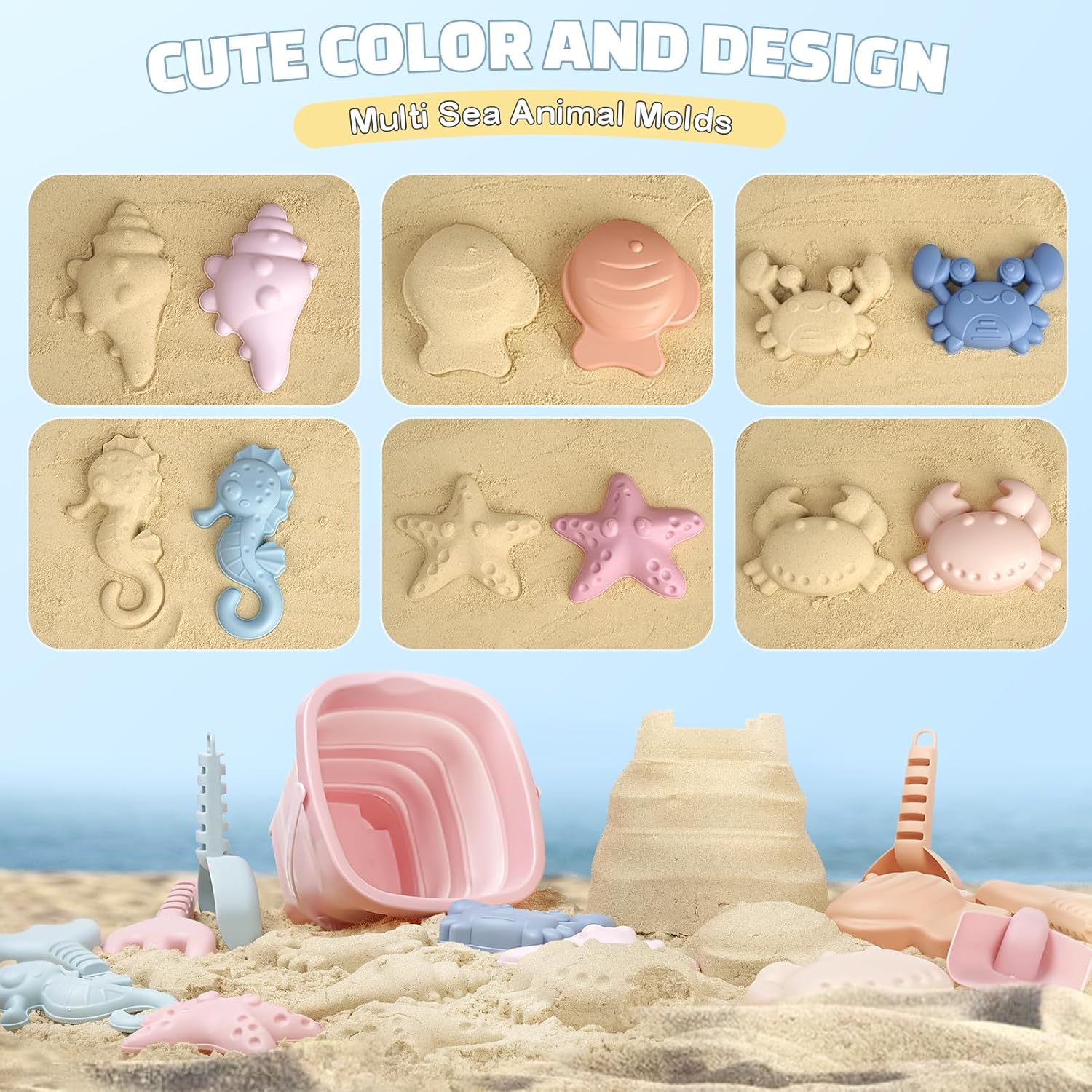 Sandspielzeug Set 18-teilig Kinder Strandspielzeug mit Eimer
