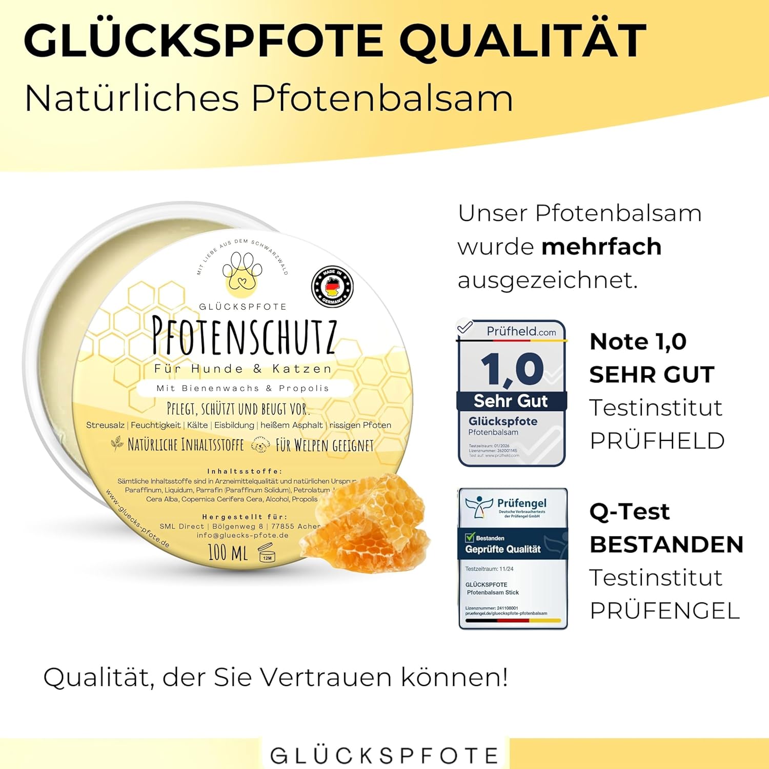 Pfotenbalsam 100 ml fuer Hund und Katze gegen trockene rissige Pfoten