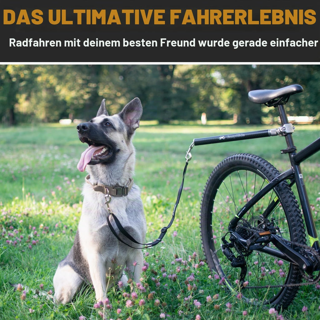Hunde Fahrrad-Leine mit 180° Drehgelenk und Stossdaempfer, Schwarz