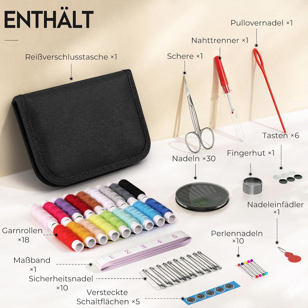Naehset mit Nadeln Garn Schere Naehzeug Groesse M-XL verschiedene Teile
