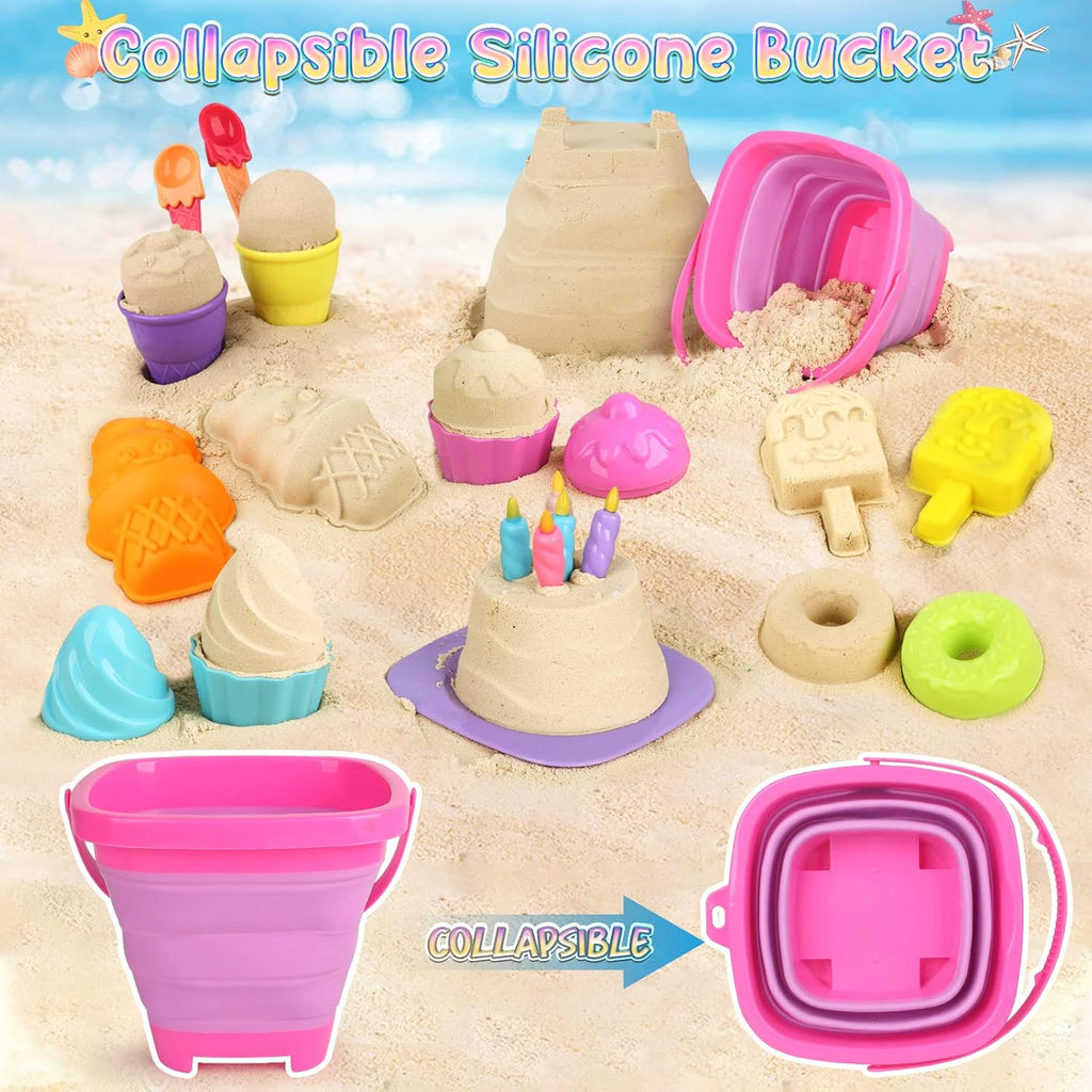Sandspielzeug 46 Teile Kinder Strandspielzeug mit Eimer Foermchen Schaufel